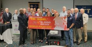 Photo of North Charleston Rotary Club and amount raised for Polio eradication