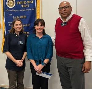 Picture of N. Charleston Rotary president Dawn Balsam, Charleston Habitat for Humanity representative, and Grant Committee chair Troy Strother