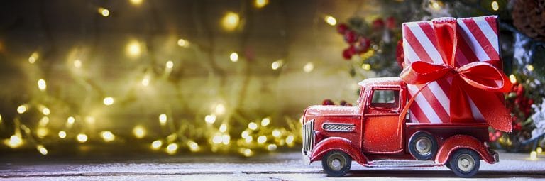 Photo of toy truck at Christmas