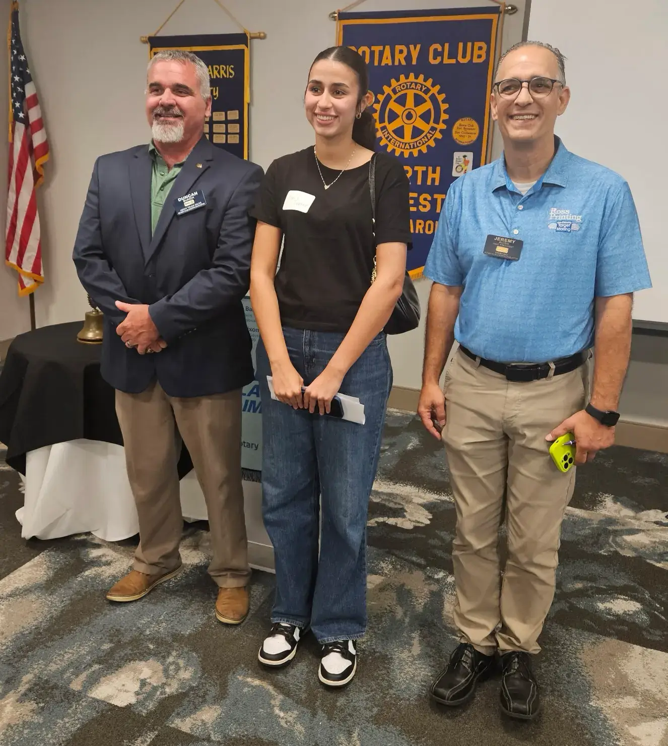 Photo of Duncan Bunch, Nancy Garnet, and Jeremy Ross at North Charleston Rotary